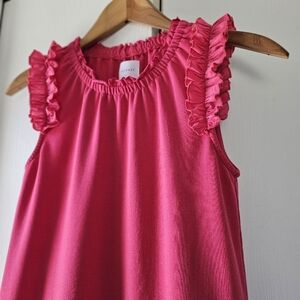 Anthropologie Sundays Cotton Ruffle Mini Dress Pink Size 0